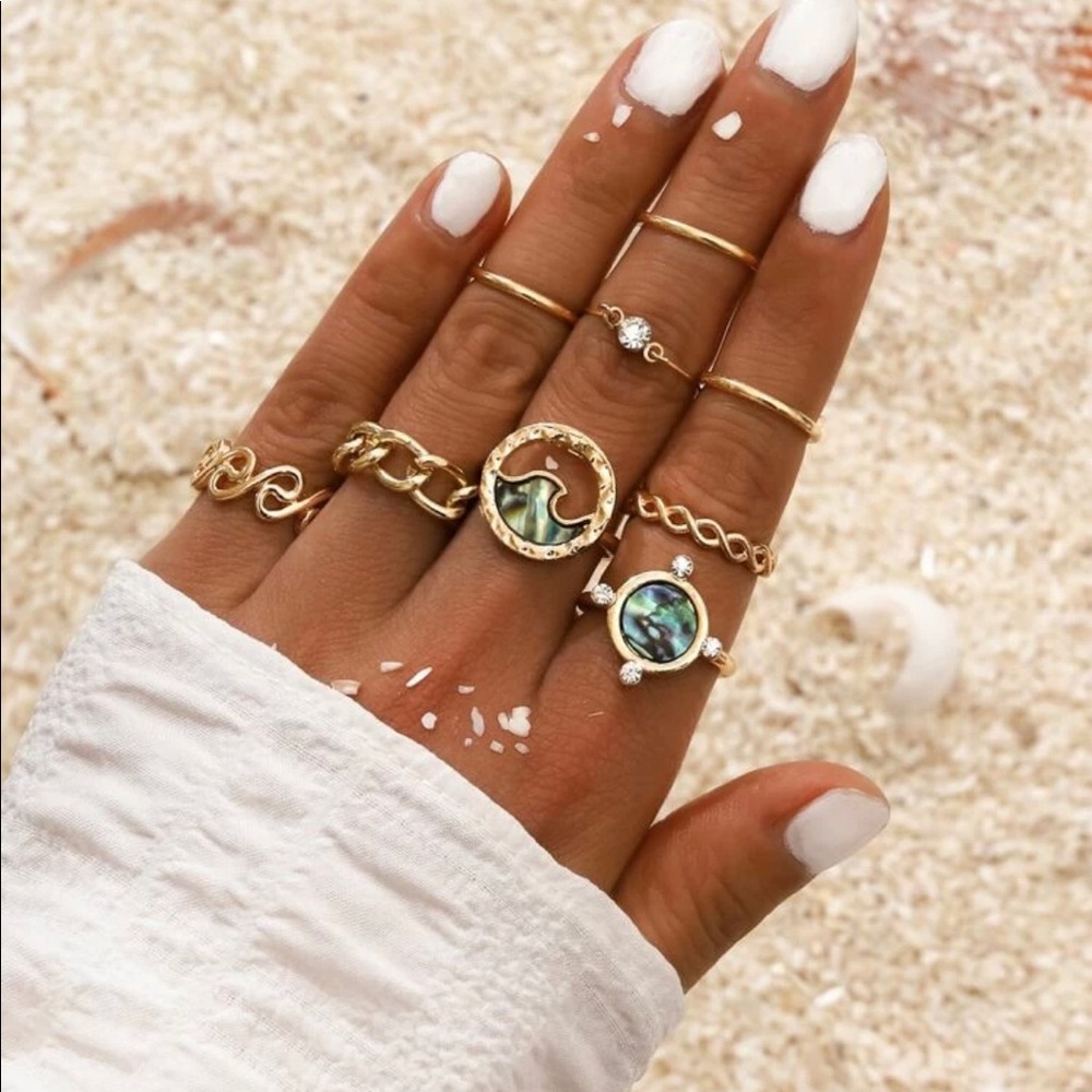 9pc rhinestone ring set